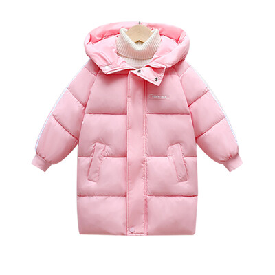 Χειμερινό παιδικό μπουφάν με επένδυση μεσαίου μήκους βρεφικό μπουφάν για αγόρια και κορίτσια Μονόχρωμο Casual ζακέτα με κουκούλα