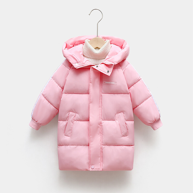 Χειμερινό παιδικό μπουφάν με επένδυση μεσαίου μήκους βρεφικό μπουφάν για αγόρια και κορίτσια Μονόχρωμο Casual ζακέτα με κουκούλα