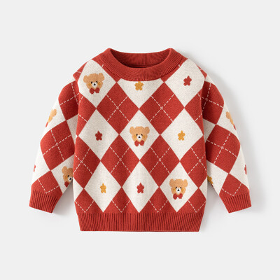 2024 Toamnă Iarnă Copii Băieți Pulover Urs din desene animate cu mânecă lungă Copii Băieți Pulover 1-6 ani Copii mici Bebeluși Băieți Pulover tricotat