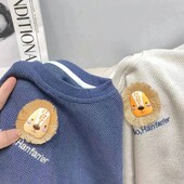 Ins Φθινοπωρινά Παιδικά Φούτερ για αγόρια Βαμβακερά λιοντάρια μπαλωμένα μακρυμάνικα νήπια Βρεφικά αγόρια πουλόβερ στρογγυλό γιακά Βρεφικά μπλουζάκια για αγόρια