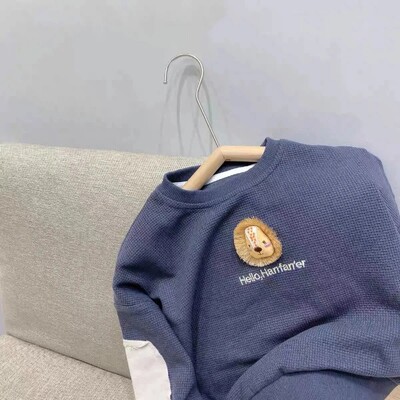 Ins Φθινοπωρινά Παιδικά Φούτερ για αγόρια Βαμβακερά λιοντάρια μπαλωμένα μακρυμάνικα νήπια Βρεφικά αγόρια πουλόβερ στρογγυλό γιακά Βρεφικά μπλουζάκια για αγόρια