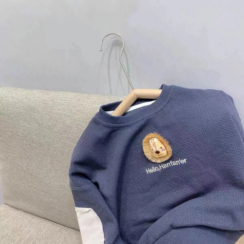 Ins Φθινοπωρινά Παιδικά Φούτερ για αγόρια Βαμβακερά λιοντάρια μπαλωμένα μακρυμάνικα νήπια Βρεφικά αγόρια πουλόβερ στρογγυλό γιακά Βρεφικά μπλουζάκια για αγόρια