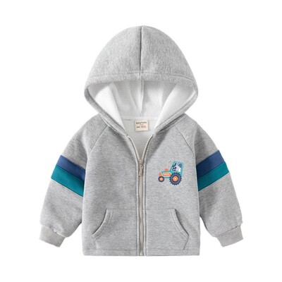 Rudens žiema Little Boy Fleece megztiniai Automobilių raštai Kontrastingi Striukės Rankovės Vaikiški Megztiniai Medvilniniai Stori užtrauktukai Kūdikių švarkai