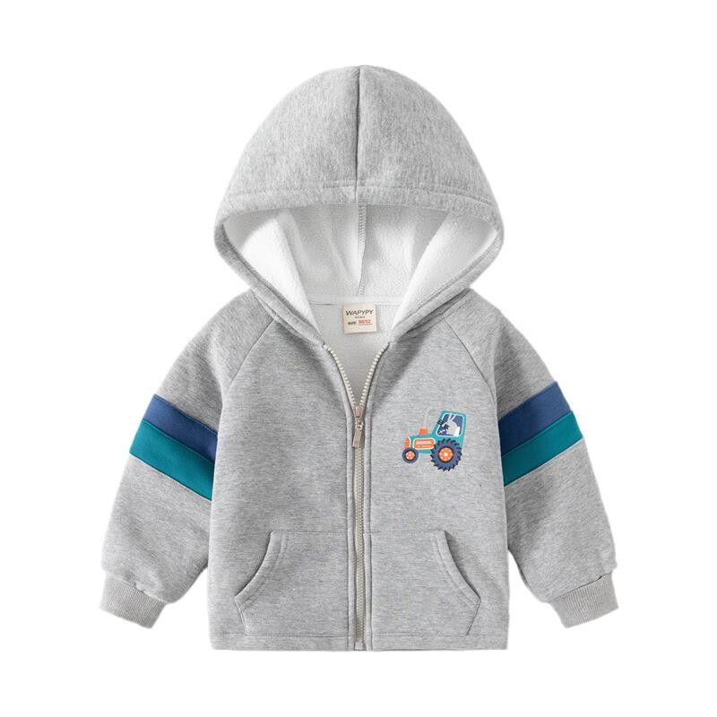 Őszi téli kisfiú gyapjú pulóver autós mintás kontrasztrudak ujjú fiú fiú pulóverek pamut vastag cipzáras baba kabátok