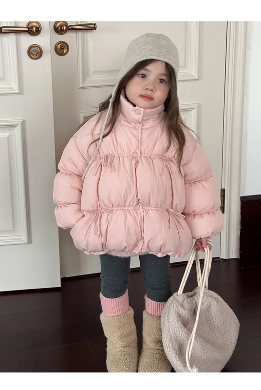 Jachetă pentru fete 2024, toamnă iarnă, jachetă din bumbac pentru fete coreene, îngroșată pentru copii, culoare solidă, jachetă căptușită din bumbac, la modă