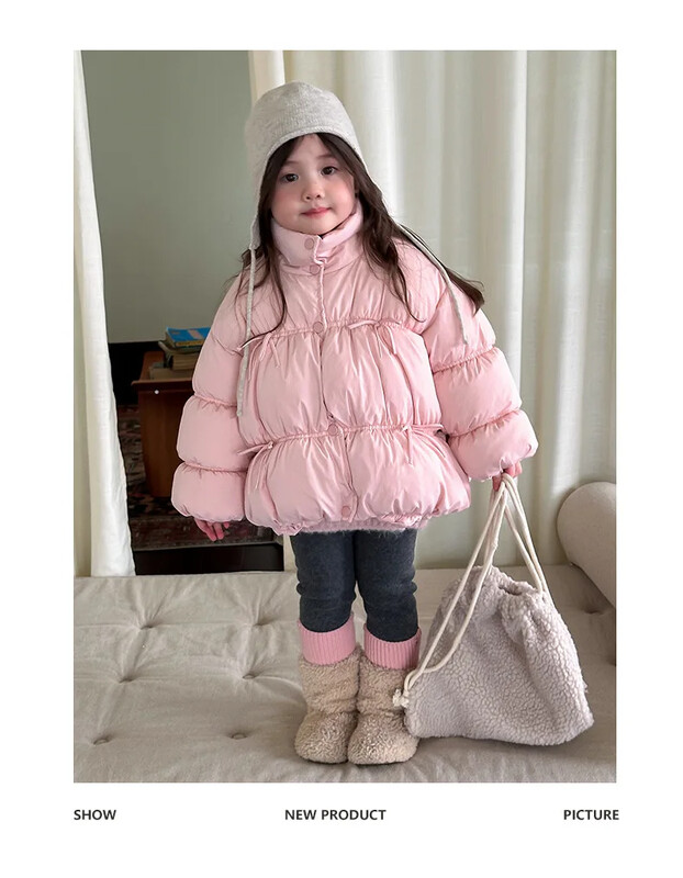 Jachetă pentru fete 2024, toamnă iarnă, jachetă din bumbac pentru fete coreene, îngroșată pentru copii, culoare solidă, jachetă căptușită din bumbac, la modă