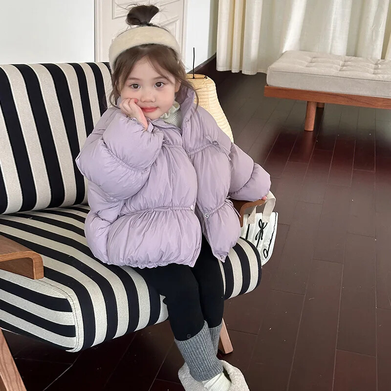 Jachetă pentru fete 2024, toamnă iarnă, jachetă din bumbac pentru fete coreene, îngroșată pentru copii, culoare solidă, jachetă căptușită din bumbac, la modă