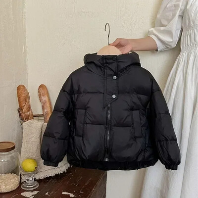 Iarnă, noi pentru copii, jachetă albă din puf de rață, cu mănuși, coreeană, de culoare uni, pentru copii mici, îmbrăcăminte exterioară, rezistentă la vânt, versatilă, băieți, fete