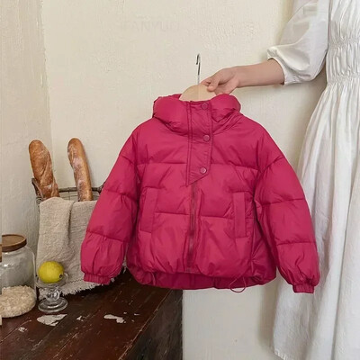 Iarnă, noi pentru copii, jachetă albă din puf de rață, cu mănuși, coreeană, de culoare uni, pentru copii mici, îmbrăcăminte exterioară, rezistentă la vânt, versatilă, băieți, fete