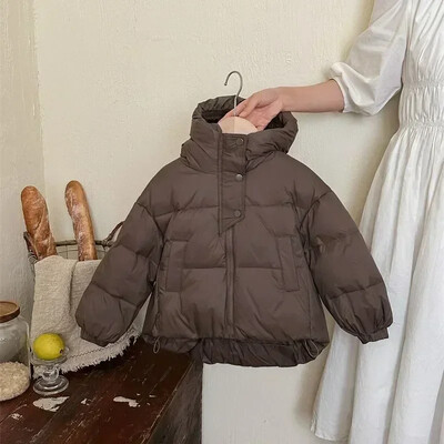 Iarnă, noi pentru copii, jachetă albă din puf de rață, cu mănuși, coreeană, de culoare uni, pentru copii mici, îmbrăcăminte exterioară, rezistentă la vânt, versatilă, băieți, fete