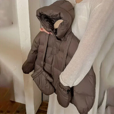 Iarnă, noi pentru copii, jachetă albă din puf de rață, cu mănuși, coreeană, de culoare uni, pentru copii mici, îmbrăcăminte exterioară, rezistentă la vânt, versatilă, băieți, fete