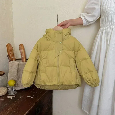 Iarnă, noi pentru copii, jachetă albă din puf de rață, cu mănuși, coreeană, de culoare uni, pentru copii mici, îmbrăcăminte exterioară, rezistentă la vânt, versatilă, băieți, fete