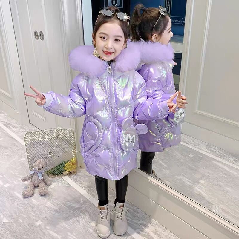 -30℃ Χειμερινά χοντρά παλτό για κορίτσια Μεγάλα παιδικά με κουκούλα Fleece Ζεστά εξωτερικά ενδύματα κασμίρ με επένδυση Μπουφάν για εφήβους βαμβακερά ρούχα 3-12 ετών