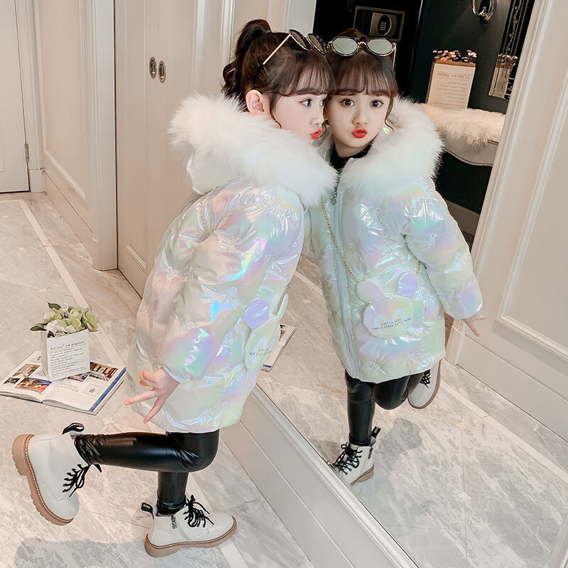 -30℃ Χειμερινά χοντρά παλτό για κορίτσια Μεγάλα παιδικά με κουκούλα Fleece Ζεστά εξωτερικά ενδύματα κασμίρ με επένδυση Μπουφάν για εφήβους βαμβακερά ρούχα 3-12 ετών