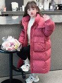 2024 Νέο εξαιρετικά μακρύ ζεστό παιδικό μπουφάν με επένδυση για κορίτσια μονόχρωμο βαμβακερό παλτό εφηβικής ηλικίας Parkas Παιδικά ρούχα με κουκούλα TR146