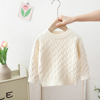 Βρεφικά πουλόβερ σε χρώμα καραμέλα Ρούχα φθινοπωρινά casual μακρυμάνικα καλωδιακά πλεκτά Little Kids Girls Leisure Knitwear O-neck Jumpers HY01021