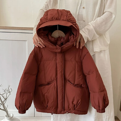 2024 Winter New Duck Down Ρούχα Παιδικά πουπουλένια Ρούχα Κορεάτικα Ρούχα για αγόρια Κορίτσια Χοντρό αντιανεμικό μπουφάν με κουκούλα Ζεστές στολές χιονιού