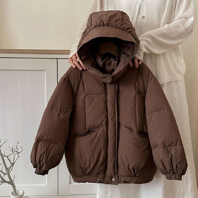 2024 Winter New Duck Down Ρούχα Παιδικά πουπουλένια Ρούχα Κορεάτικα Ρούχα για αγόρια Κορίτσια Χοντρό αντιανεμικό μπουφάν με κουκούλα Ζεστές στολές χιονιού