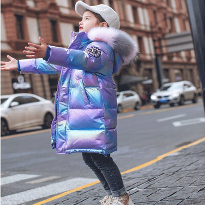 Γυαλιστερό υφασμάτινο μπουφάν με κουκούλα για κορίτσια αντιανεμικό παλτό Παιδικό βαμβακερό πανωφόρι εφηβικό χειμωνιάτικο παιδικό χιόνι 5-14 ετών