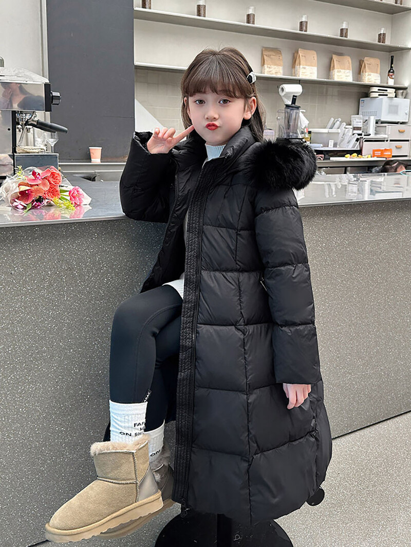 Műszőrme pehelykabát nagy lányoknak Vastag meleg kapucnis pamut ruhák szélálló trendi divat tinédzser lány párnázott kabátja