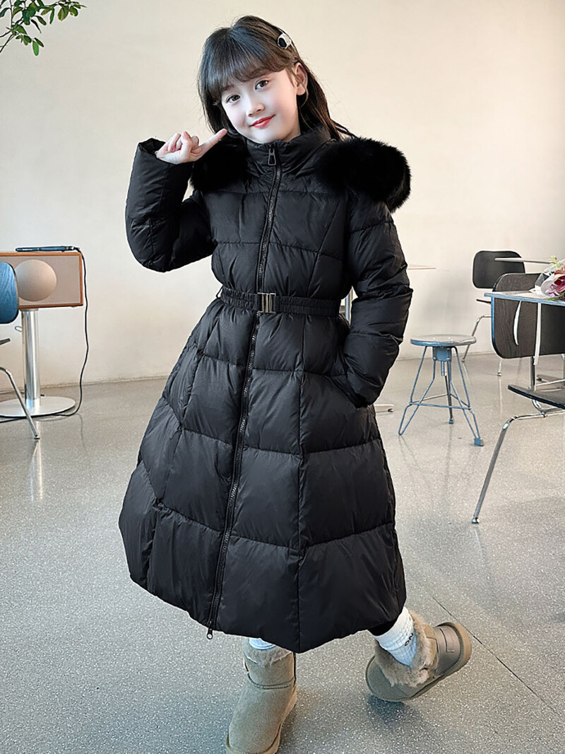 Műszőrme pehelykabát nagy lányoknak Vastag meleg kapucnis pamut ruhák szélálló trendi divat tinédzser lány párnázott kabátja