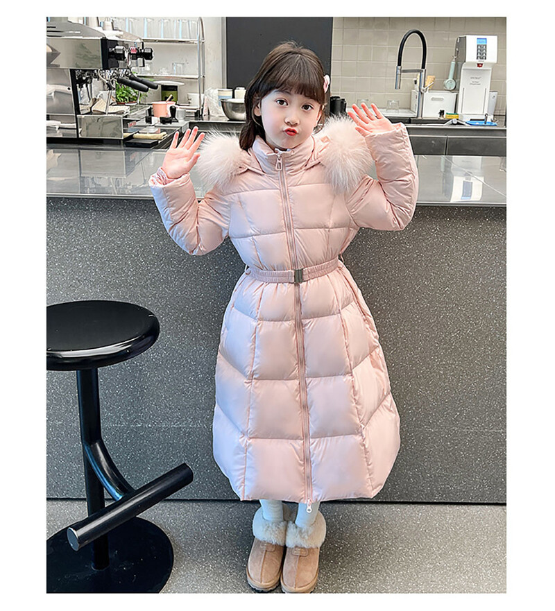 Műszőrme pehelykabát nagy lányoknak Vastag meleg kapucnis pamut ruhák szélálló trendi divat tinédzser lány párnázott kabátja