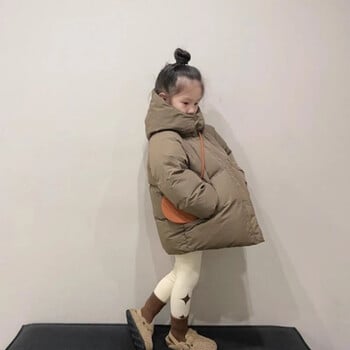 Girls Down Coat Jacket Cotton Windbreak Snowsuit 2024 Khaki Warm Thicken Winter Parka Outerwear Παιδικά ρούχα