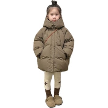 Girls Down Coat Jacket Cotton Windbreak Snowsuit 2024 Khaki Warm Thicken Winter Parka Outerwear Παιδικά ρούχα