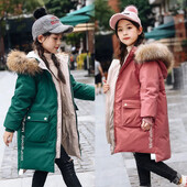 5 6 7 8 9 10 11 12 13 éves téli lány dzseki egyszínű meleg hercegnő kabát szőrme gallér lányok felsőruházat tinédzserek gyerek ruhák