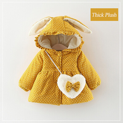 Ziemas meiteņu jakas Plus samta bieza jaka meitenēm mēteļi gudri apdrukas bērnu virsdrēbes ar kapuci 1 2 3 4 5 gadu bērnu sniega apģērbs