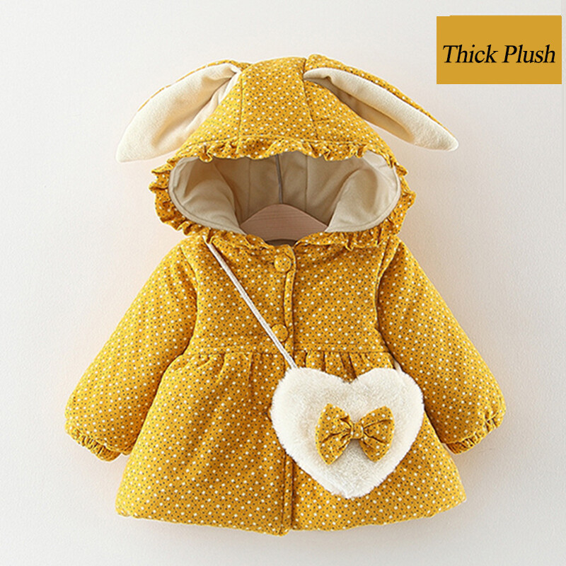 Ziemas meiteņu jakas Plus samta bieza jaka meitenēm mēteļi gudri apdrukas bērnu virsdrēbes ar kapuci 1 2 3 4 5 gadu bērnu sniega apģērbs
