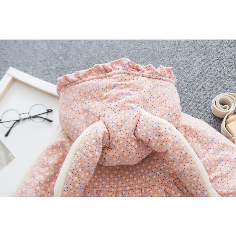 Ziemas meiteņu jakas Plus samta bieza jaka meitenēm mēteļi gudri apdrukas bērnu virsdrēbes ar kapuci 1 2 3 4 5 gadu bērnu sniega apģērbs