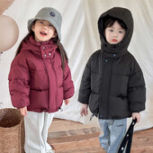 Įvairiaspalvės vaikiškos pūkinės striukės berniukams Mergaitėms Žieminiai šilti stori pūkuoti rūbai vaikams Žieminiai rūbai Naujametinės striukės.