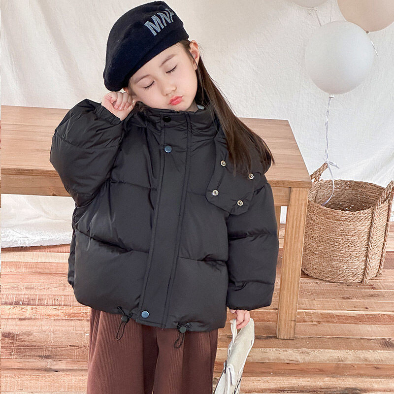 Įvairiaspalvės vaikiškos pūkinės striukės berniukams Mergaitėms Žieminiai šilti stori pūkuoti rūbai vaikams Žieminiai rūbai Naujametinės striukės.