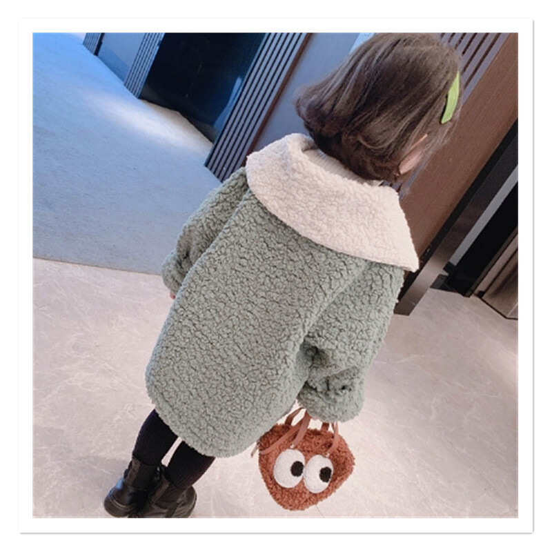 Παλτό για κορίτσια, φθινοπωρινό και χειμώνα νέο ζεστό και μοντέρνο μάλλινο πουλόβερ, παιδικό κοριτσίστικο χοντρό αρνί γούνινο παλτό, γυναίκες