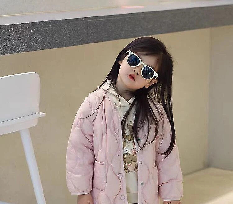 Meiteņu mētelis, viegls imitācijas dūnu jaka Meiteņu īss 2024. gada rudens, jauns bērnu apģērbs, vienkrāsains mētelis