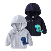 Cute Kids Trendy Jacket, Boys' Dinosaur Patch Zipper Hoodie, Handsome Casual Hooded φούτερ, Ηλικίες 3-8, Διαθέσιμο σε 2 χρώματα.