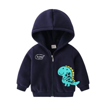 Cute Kids Trendy Jacket, Boys\' Dinosaur Patch Zipper Hoodie, Handsome Casual Hooded φούτερ, Ηλικίες 3-8, Διαθέσιμο σε 2 χρώματα.