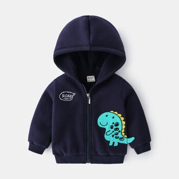 Cute Kids Trendy Jacket, Boys\' Dinosaur Patch Zipper Hoodie, Handsome Casual Hooded φούτερ, Ηλικίες 3-8, Διαθέσιμο σε 2 χρώματα.