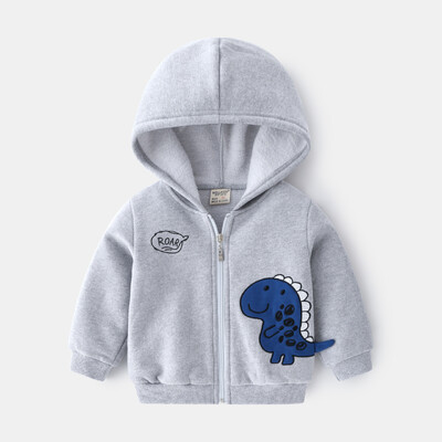 Cute Kids Trendy Jacket, Boys' Dinosaur Patch Zipper Hoodie, Handsome Casual Hooded φούτερ, Ηλικίες 3-8, Διαθέσιμο σε 2 χρώματα.