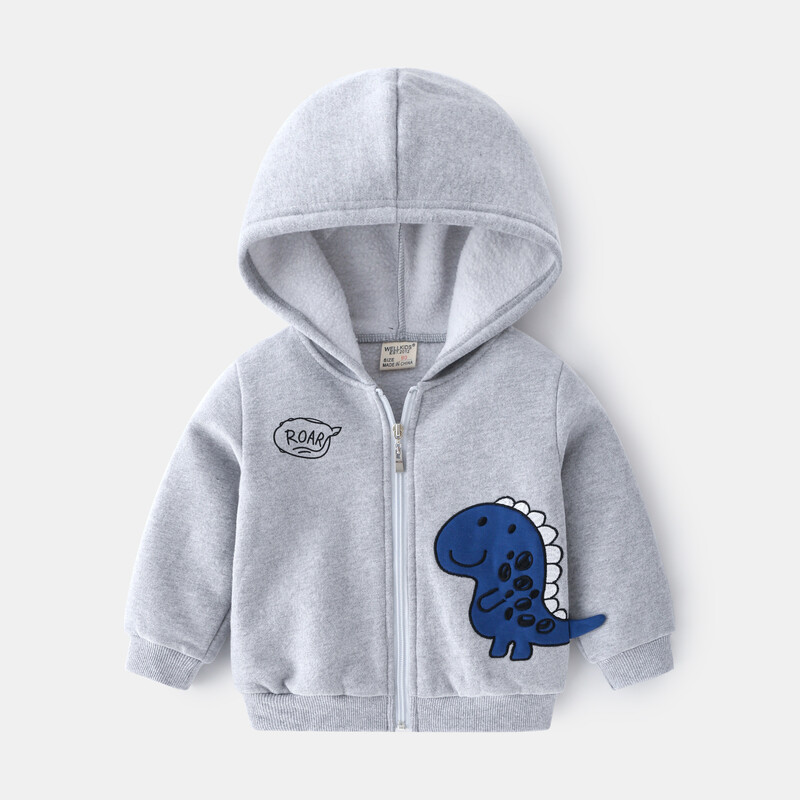 Cute Kids Trendy Jacket, Boys' Dinosaur Patch Zipper Hoodie, Handsome Casual Hooded φούτερ, Ηλικίες 3-8, Διαθέσιμο σε 2 χρώματα.