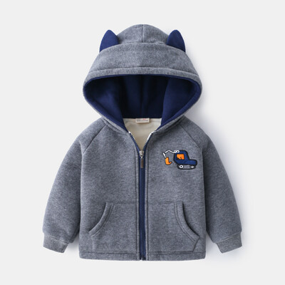 Zēnu ikdienišķa multfilma, izšūta rāvējslēdzēja jaka, kapuces ar garām piedurknēm ar flīsa oderi, biezs džemperis ar kapuci bērniem vecumā no 2 līdz 7 gadiem