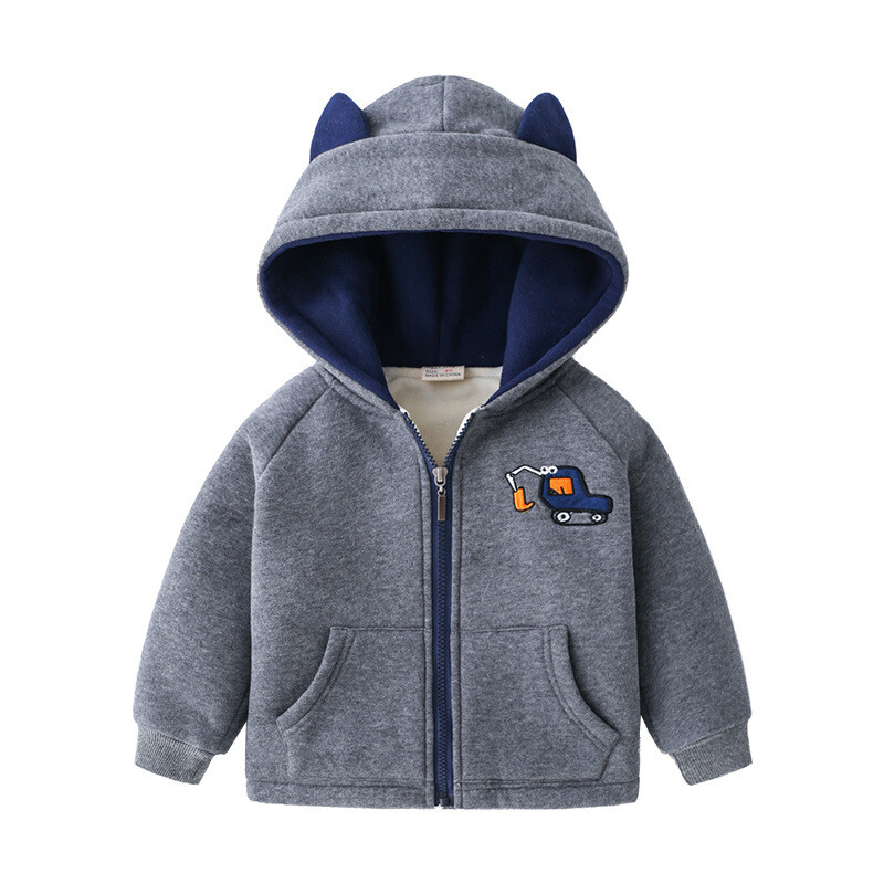 Zēnu ikdienišķa multfilma, izšūta rāvējslēdzēja jaka, kapuces ar garām piedurknēm ar flīsa oderi, biezs džemperis ar kapuci bērniem vecumā no 2 līdz 7 gadiem
