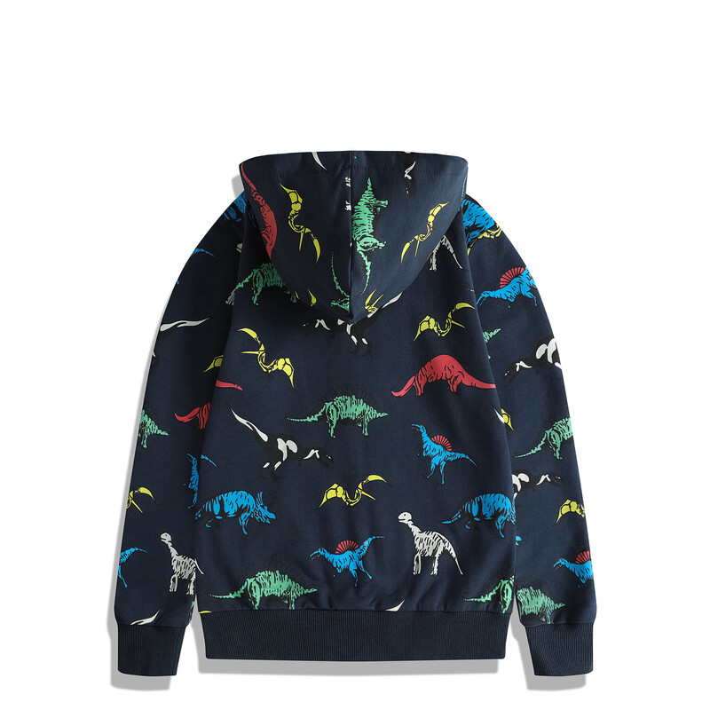 Tini fiúk, dinoszaurusz mintás, cipzáras kapucnis pulóverek Őszi hosszú ujjú pulóverek Rajzfilm Sport kapucnis dzsekik 2024 толстовка детская