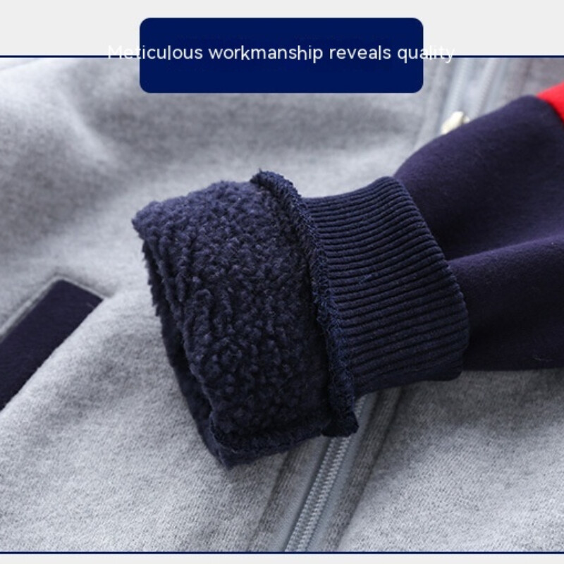 Fiú, dinoszauruszokkal hímzett, patchwork ujjú kapucnis dzseki, alkalmi, cipzáras kapucnis kapucnis gyerekeknek, 2024 tavasz/ősz, 3-8 éves korig, szürke.