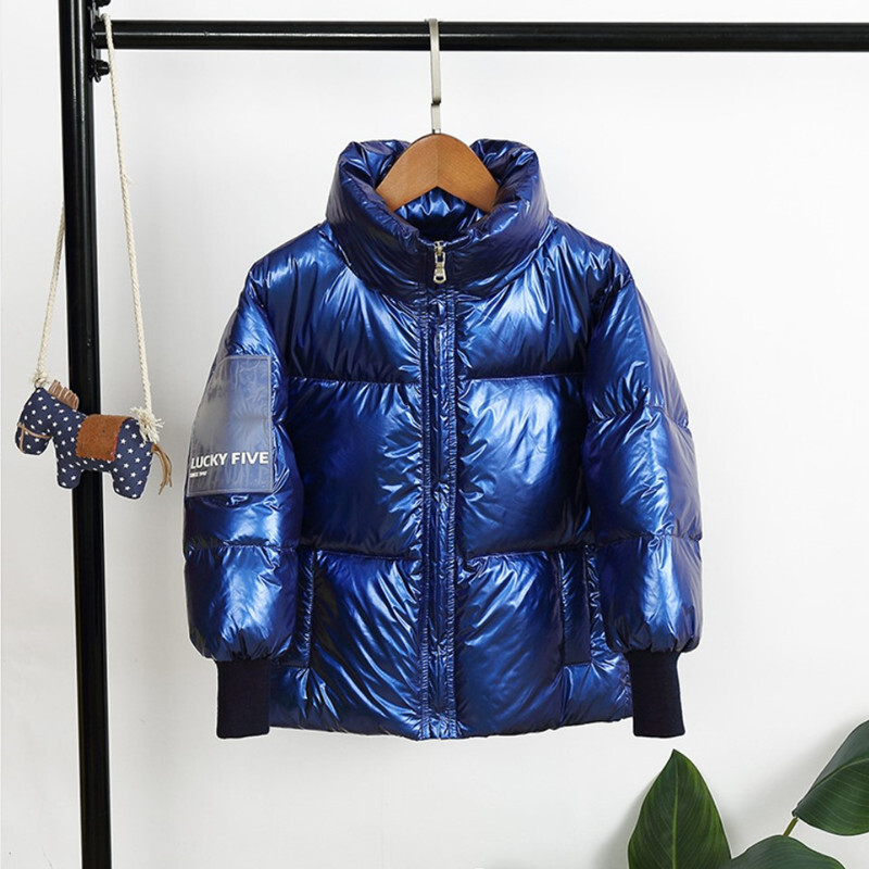 2023. gada ziemas bērnu dūnu jaka pusaudžu modes spīdīgs, biezs dūnu mētelis zēniem meitenēm, brīvs, balts pīļu dūnu silts parka virsdrēbes