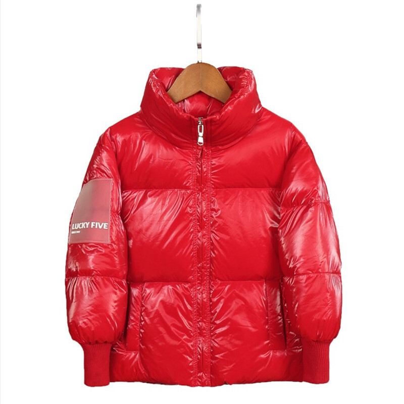 2023. gada ziemas bērnu dūnu jaka pusaudžu modes spīdīgs, biezs dūnu mētelis zēniem meitenēm, brīvs, balts pīļu dūnu silts parka virsdrēbes