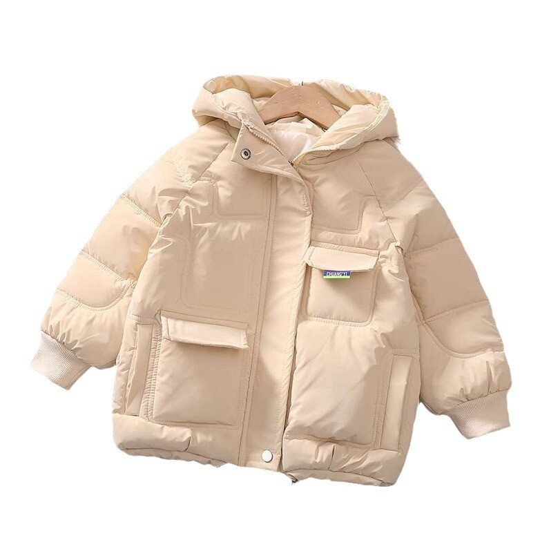 Medvilniniu paminkštintu žieminis paltas mergaitėms nuo 5-14 metų 2024 m. naujo stiliaus pūkinė striukė su gobtuvu paminkštinta striuke