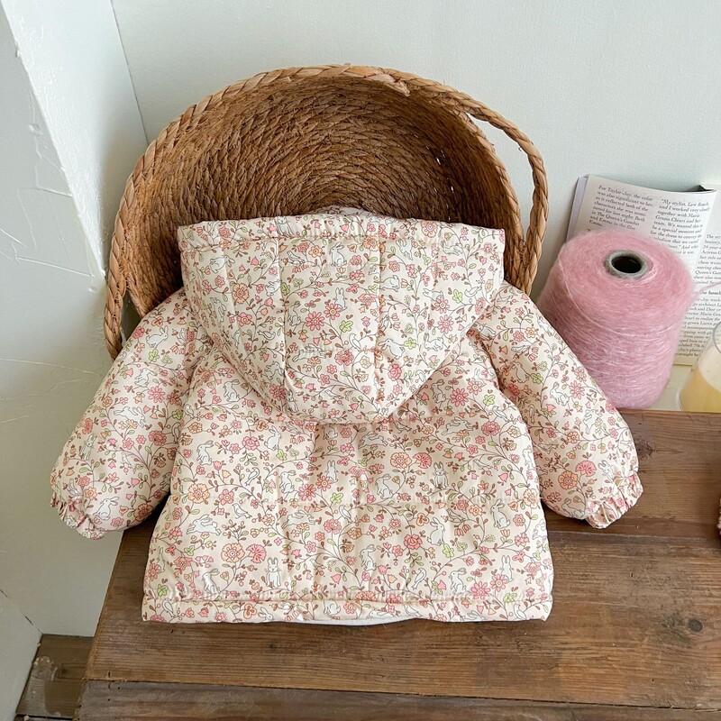 2024. Winter Ins Parke za male djevojčice, pamučne prošivene jakne s kapuljačom i cvjetnim uzorkom, jakna za djevojčice