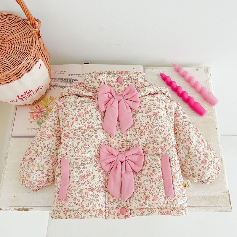 2024. Winter Ins Parke za male djevojčice, pamučne prošivene jakne s kapuljačom i cvjetnim uzorkom, jakna za djevojčice